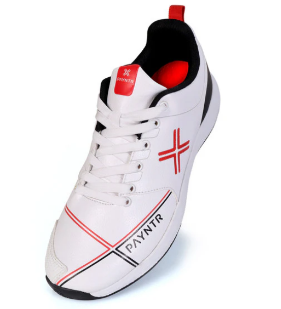 PAYNTR X Spikes Cricket Shoes White And Black