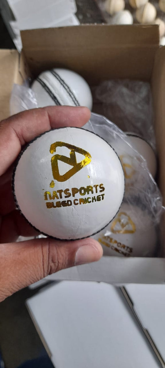 NatSports Club Cricket Leather Ball - White